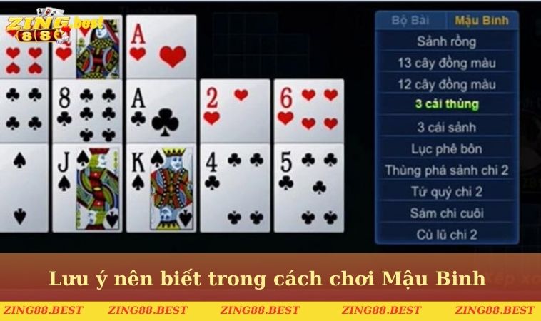 Lưu ý nên biết trong cách chơi Mậu Binh 